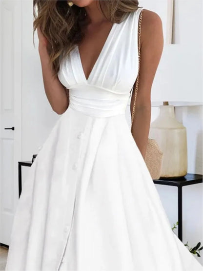 Frühling Sommer Elegante Party Langes Kleid Für Frauen Sexy Tiefem V-ausschnitt Ärmel Schlank Weiß Casual Boho Maxi Kleider 2024 Robe femme