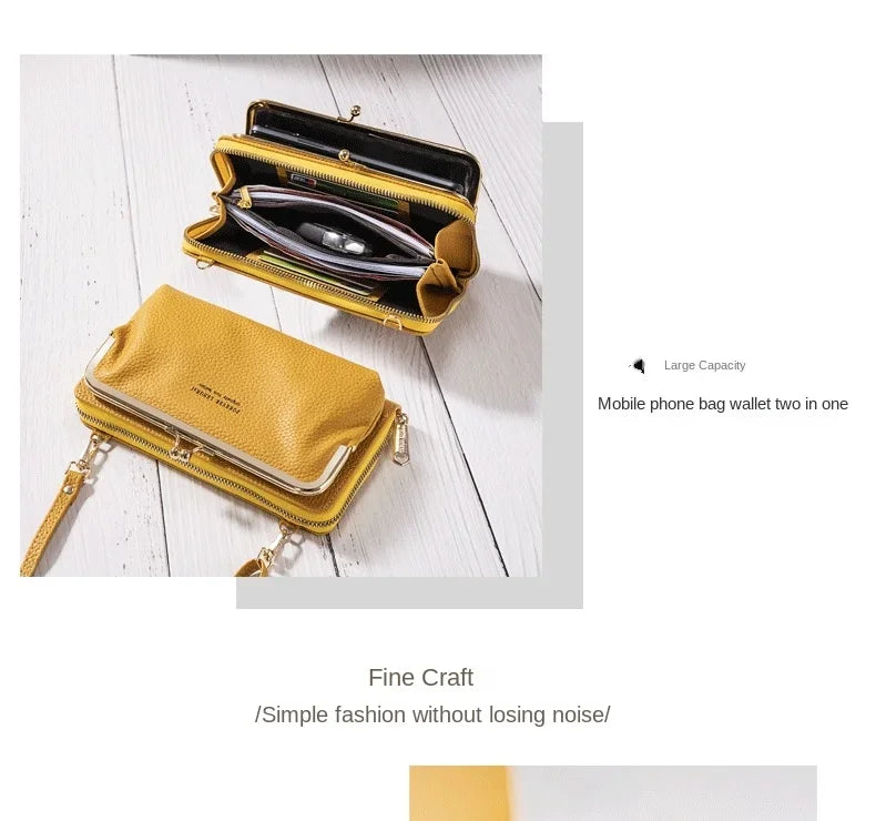 Women's Crossbody Bag Simple and Versatile Coin Purse Large-capacity Long Zipper Mobile Phone Bag Creative Single-shoulder Bag.