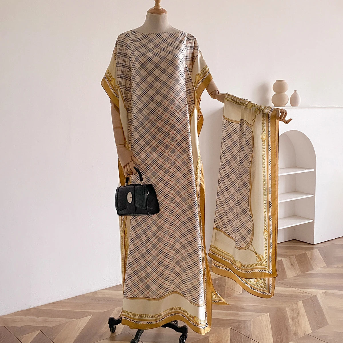 Sommer Neue Mode Afrikanische Kleider Für Frauen Elegante Gedruckt Seide Muslimischen Dame Lange Hijab Kaftan Kleid Oversize Kuwait Abaya.