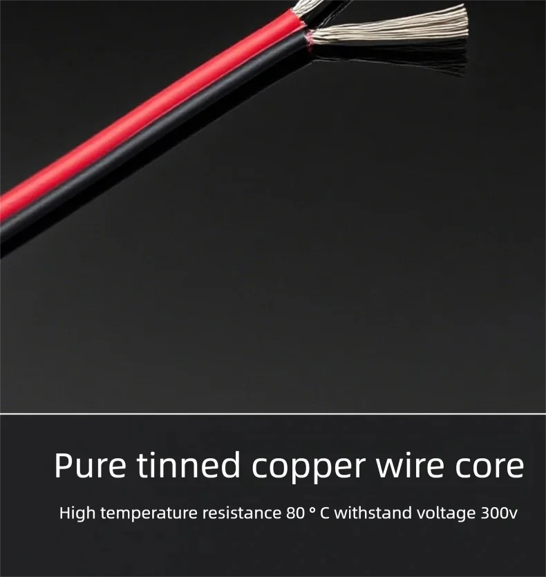 2 Pin Wire Electric Copper Cable 28 26 24 22 20 18 16 AWG LED Strip Lamp Lighting Cable PVC Extend Cord White Black Red UL2468.
