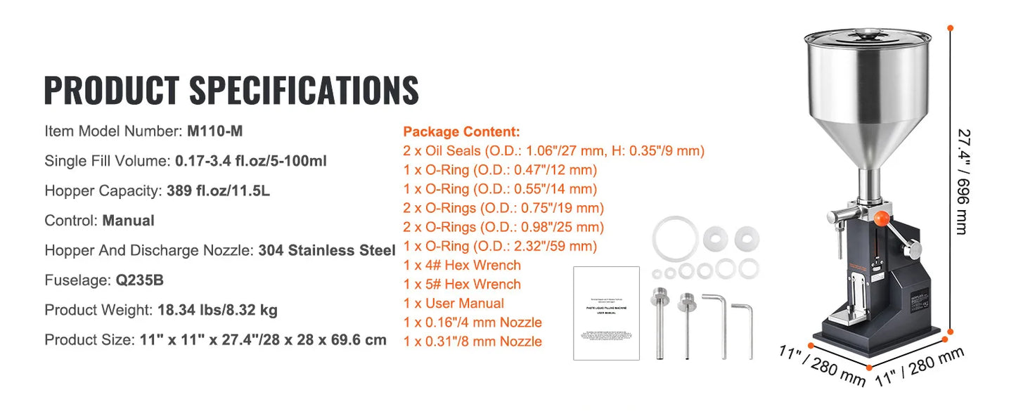 SucceBuy 5-50/100ml A02 Pneumatic/Manual Paste Liquid Filling Machine Bottle Liquid Filler Pedal for Water Juice Cosmetic Milk.