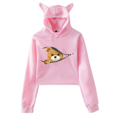 Plush Girl Pullover Tops Family Hoodie long sleeves Hip Hop Sweatshirt sportswear Personality Bear Trends 2YK Hoodies Autumn.