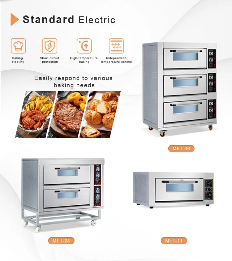 Commercial Baking Equipment 3 Deck 6 Tray Gas Electric Bakery Bread Deck Oven For Cake Pizza.