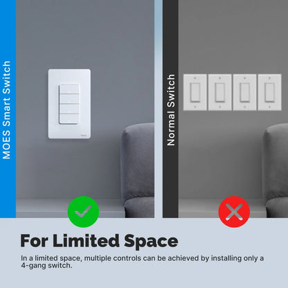 MOES Tuya Matter WiFi Smart Light Button Switch App-Steuerung Neutralleiter erforderlich Erdungsdesign Alexa Google Home Apple Home.