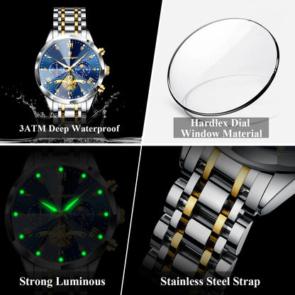 POEDAGAR Luxury Men Watch Top Original Waterproof Luminous Chronograph Man Wristwatch Stainless Steel Quartz Men's Watches Reloj.