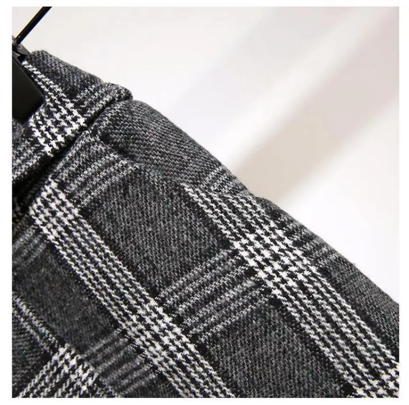 Khaki Plaid Vintage A-line High Waist Lace Up Buttons Loose Women's Skirt Mid-Calf Long Skirts For Women Clothing Fashion 2024.