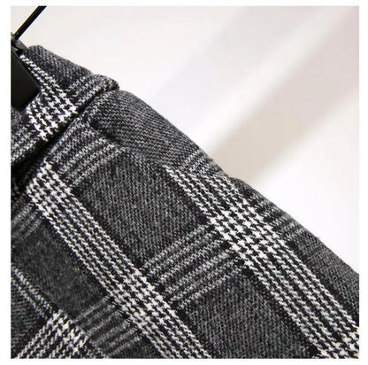 Khaki Plaid Vintage A-line High Waist Lace Up Buttons Loose Women's Skirt Mid-Calf Long Skirts For Women Clothing Fashion 2024.