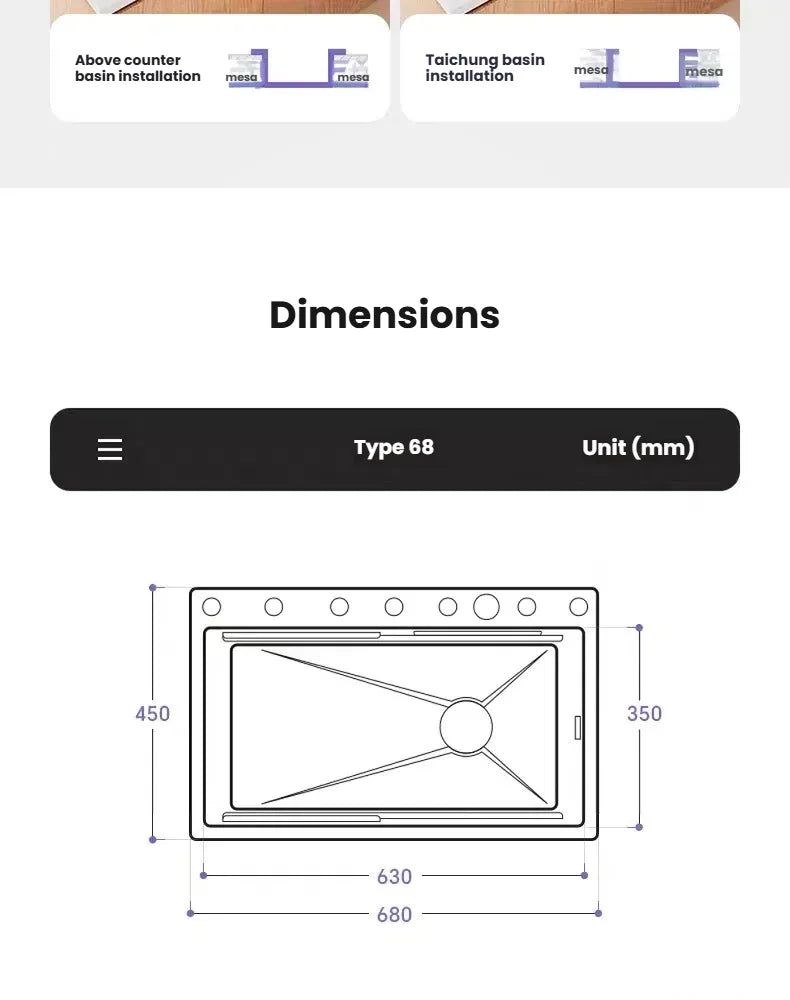 Household Intelligent Stainless Steel Kitchen Sink Digital Display Waterfall Wash Dish Basin Honeycomb Emboss Large Single Slot