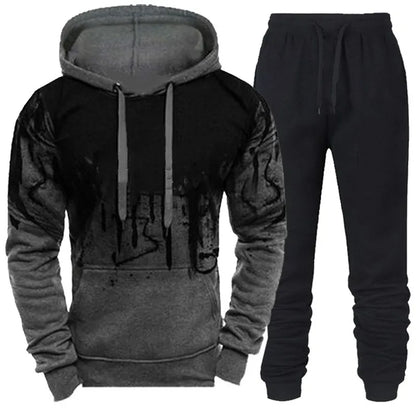 Autumn Winter Trending Tracksuits Men Camouflage Hoodie + Pant 2 Piece Set Sports Wear 3d Ink Jogging Suits.
