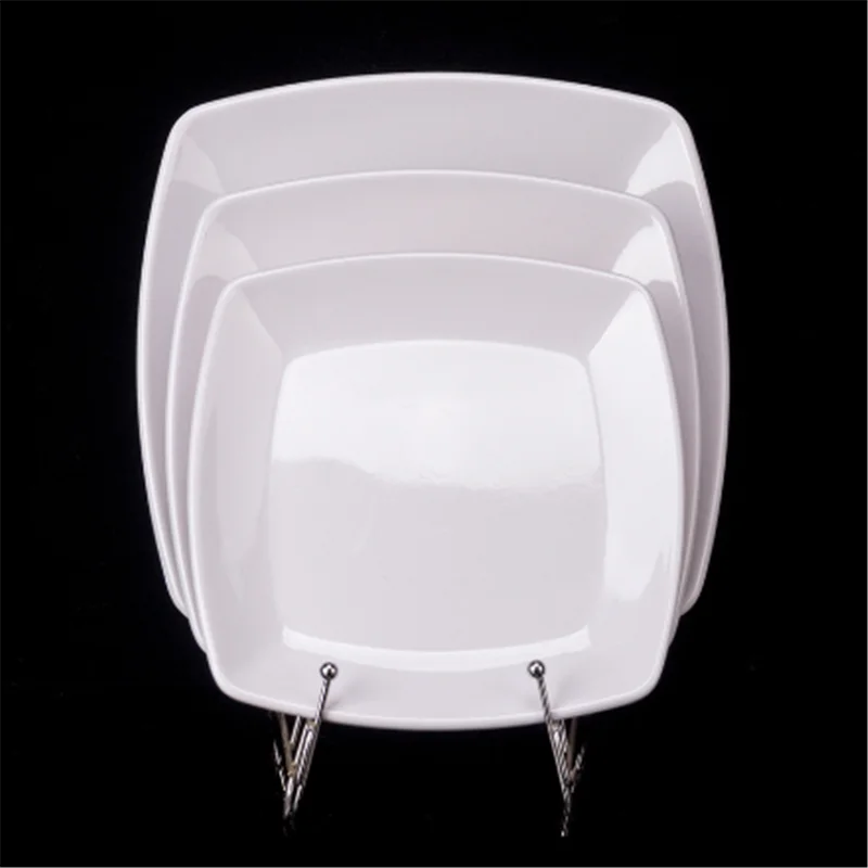 Square Melamine Dinner Plate Buffet Fast Food Trays Dishes Table Tableware Services Menu Plate Hotel Deep Side Dish Dinnerware.