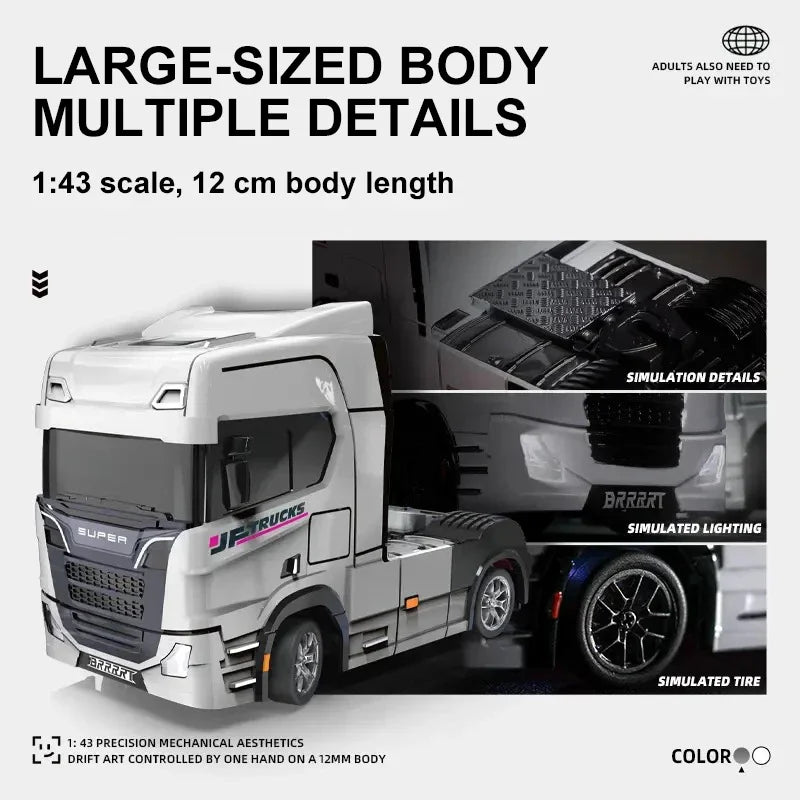 1/43 Mini RC Car Remote Control Trailer Truck Drift Desktop Toy Indoor Racing Vehicle Toys for Boys Kids Christmas Gifts.