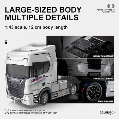 1/43 Mini RC Car Remote Control Trailer Truck Drift Desktop Toy Indoor Racing Vehicle Toys for Boys Kids Christmas Gifts.