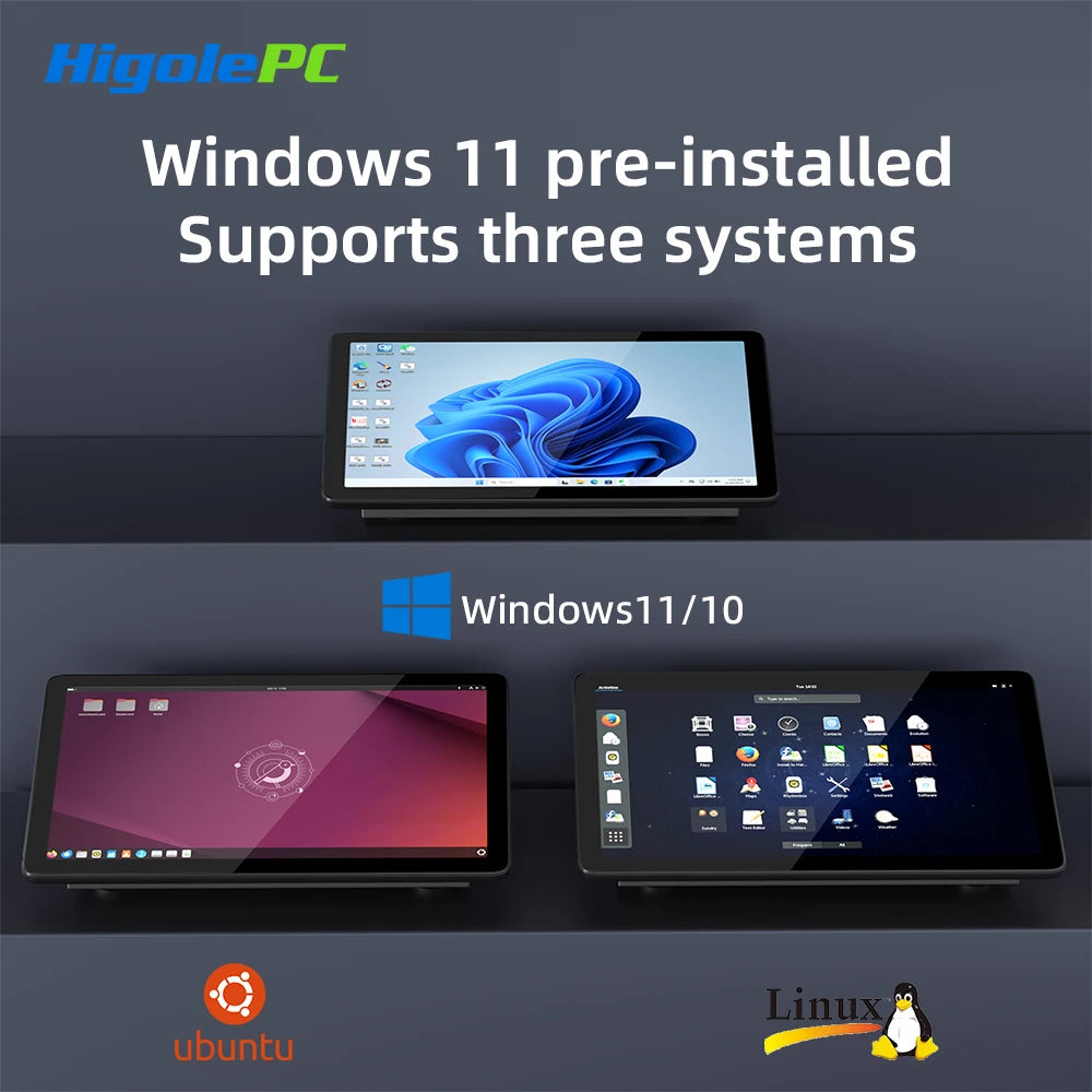 Higole F10 10.1'' Fanless Mini PC Intel N5095 Windows 11 WiFi5 8GB 128GB 5000mAh 4K RS-232 RJ45 Laptop Desktop PC Mini Computer.