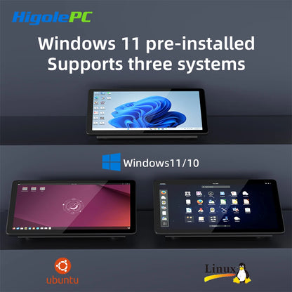 Higole F10 10.1'' Fanless Mini PC Intel N5095 Windows 11 WiFi5 8GB 128GB 5000mAh 4K RS-232 RJ45 Laptop Desktop PC Mini Computer.