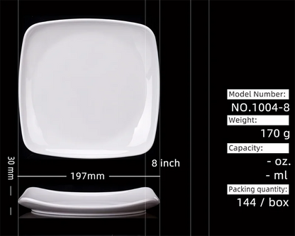 Melamine White Dinner Plate Fast Food Square Dishes School Rice Meal Serving Trays Cheap Hotel Table Decoration and Accessories.
