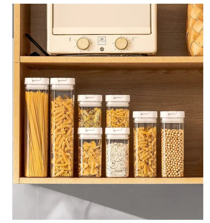 Sealed Plastic Food Storage Box Cereal Candy Dried Jars with Lid Fridge StorageTank Containers Household Items Kitchen Organizer.