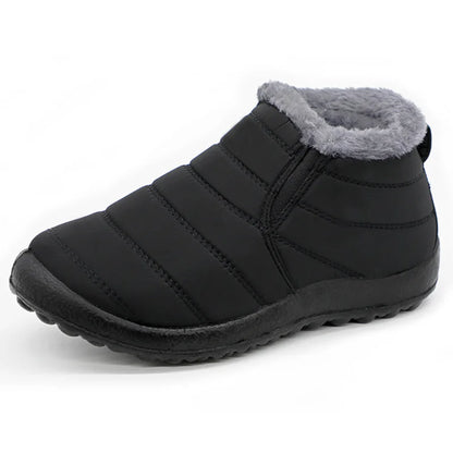Snow Waterproof Boots Men Platform Shoes For Men Slip On Warm Fur Ankle Boots Men's Winter Shoes Plush Footwear Work Shoes.