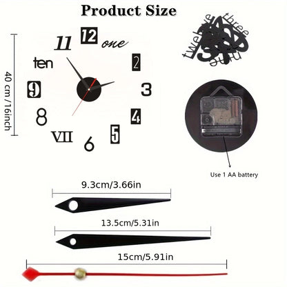 2D/3D Große Römische Ziffer Acryl Spiegel Wanduhr Aufkleber Mode DIY Quarz Uhren Uhr Hause Dekoration Wohnzimmer Aufkleber