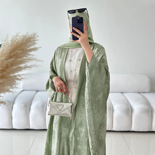 Mode Elegante Dubai Türkische Abaya Kleid Frauen Muslimische Frauen Muslimischen Kimino Kleid Abayas Vorne Offen Strickjacke