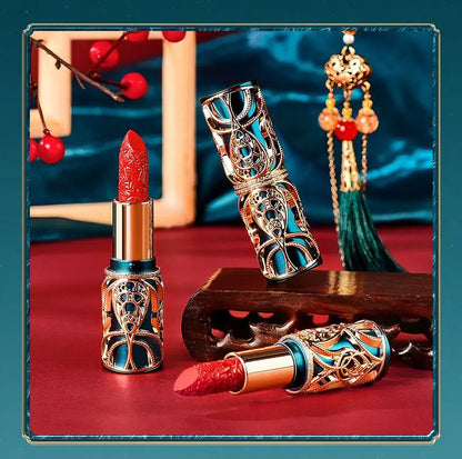 Chinoiserie Carving Lipstick Waterproof Long Lasting Women Velvet Lip Glaze Sexy Women Lip Tint Mud Cosmetics For Gifts