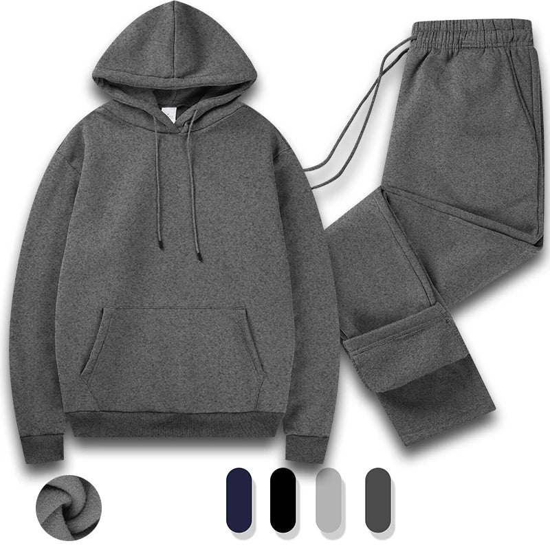 Tracksuit Men 2 Piece Set Big and Tall Long Sleeve Hooded Activewear Suits Gym Workout Training Stretchy Outfits.