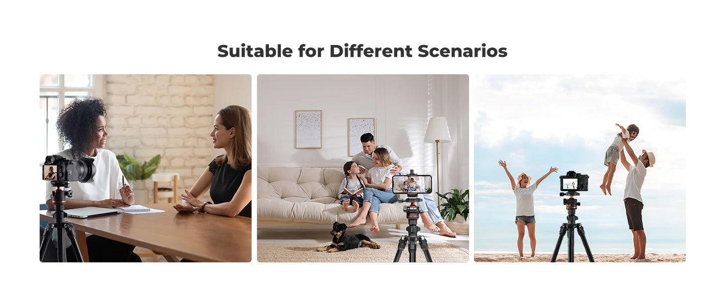 K&F Concept 178cm Lightweight Camera Tripod Cellphone Clip Travel DSLR Tripod for Nikon Canon Camera Outdoor Live Streaming Vlog