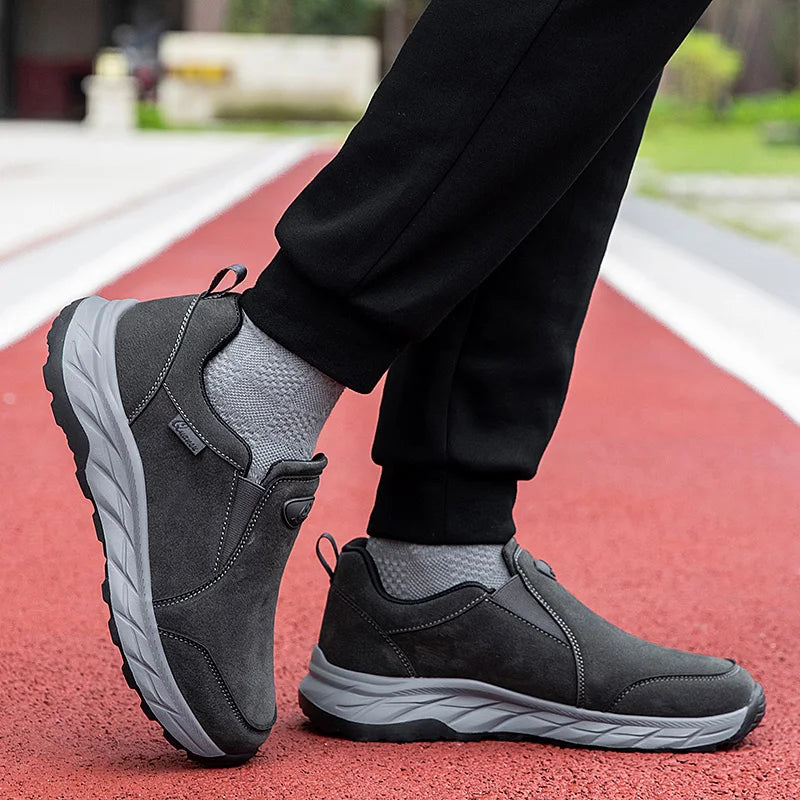 Mens Walking Shoes Leather Anti Slip Wear-resistant Autumn Fashion High-quality Soft Sole Comfortable Casual Flat Sneakers Man.