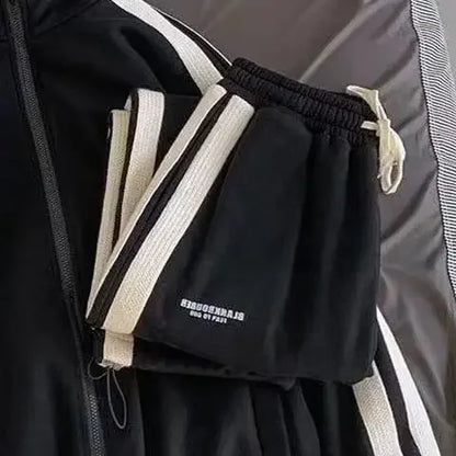 Casual Sporty Men's Hoodie Pants Set Hong Kong Style Long Sleeve Autumn Winter Loose Trendy Student Wear AE Origin China.