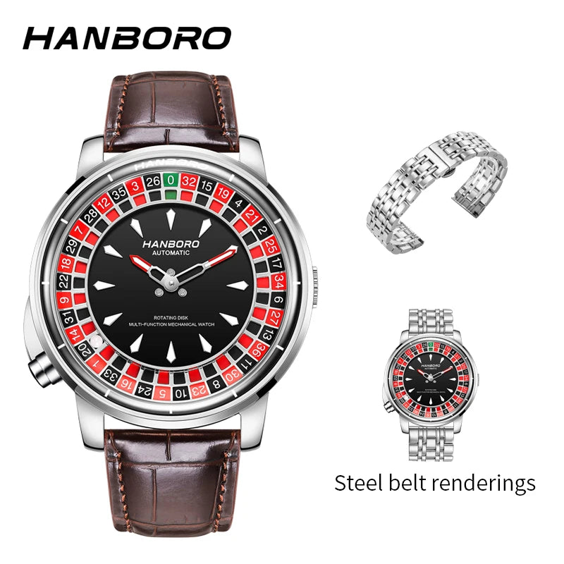 HANBORO men's fully automatic mechanical watch, roulette wheel, roulette wheel, men's watch 1001
