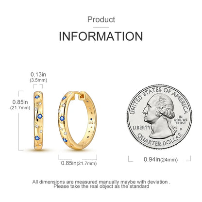 Yellow Gold Starlight Hoop Earrings For Girl Sparkling Classic Snakebone Multi-loop Earrings Star Moon 925 Silver Women Earring.