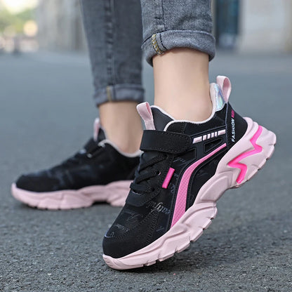 Kids Casual Pink Girls Leather Shoes Fashion For 7-15y Lightweight Running Young Student's Children Sports Girl's Shoe NBGAGA.