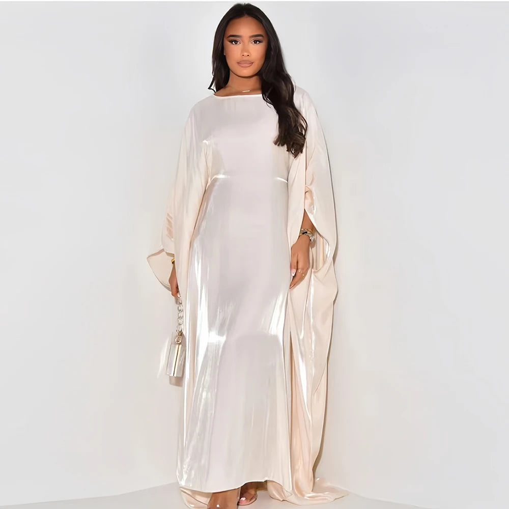ramadan Eid Abayas For Women Modest Fashion Shimmer Batwing Satin Abaya Dubai Luxury 2024 Muslim Kaftan Dress Kebaya Vestidos.
