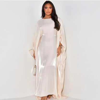 ramadan Eid Abayas For Women Modest Fashion Shimmer Batwing Satin Abaya Dubai Luxury 2024 Muslim Kaftan Dress Kebaya Vestidos.