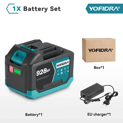 YOFIDRA 388VF 928VF wiederaufladbarer Lithium-Akku, 22500 mAh, 15000 mAh, Li-Ionen-Akku für elektrische Kettensäge, Bohrschlüssel, Elektrowerkzeug