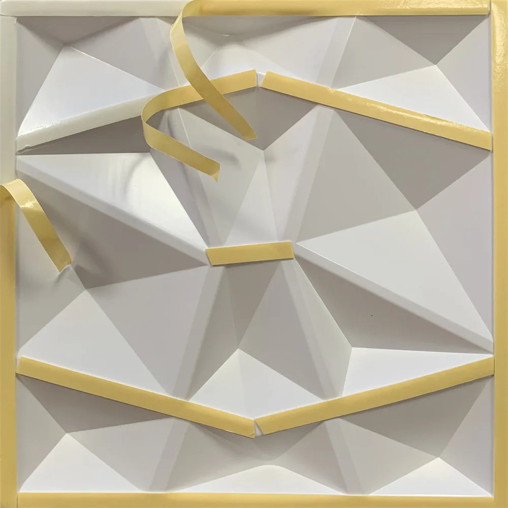 10pcs Diamond Design Decorated 3D Wallpanel, 30cmx30cm Matte White/Black, Diy Home Decoration Wallboard
