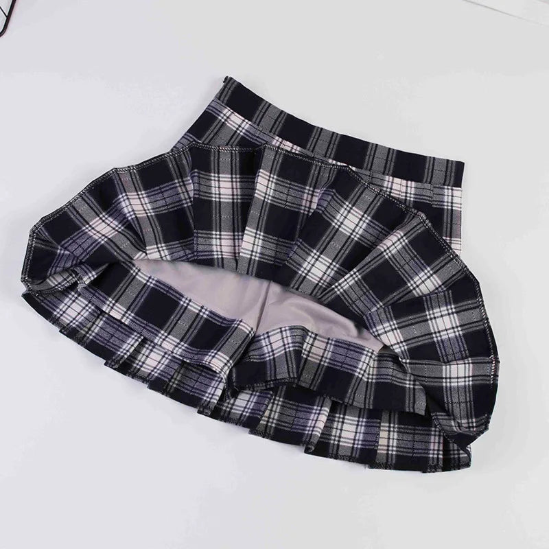 2023 Women A- line Skirt Red Plaid Skirt korean harajuku plaid skirt Spring and Autumn New Pleated High Waist Skirt.