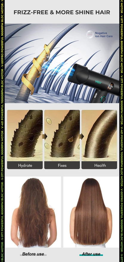 VGR Hair Trimmer Brushless Motor Clipper Professional Hair Dryer Beard Trimmer 4 IN 1 Multifunctional Barber Combo V-001 V-401.