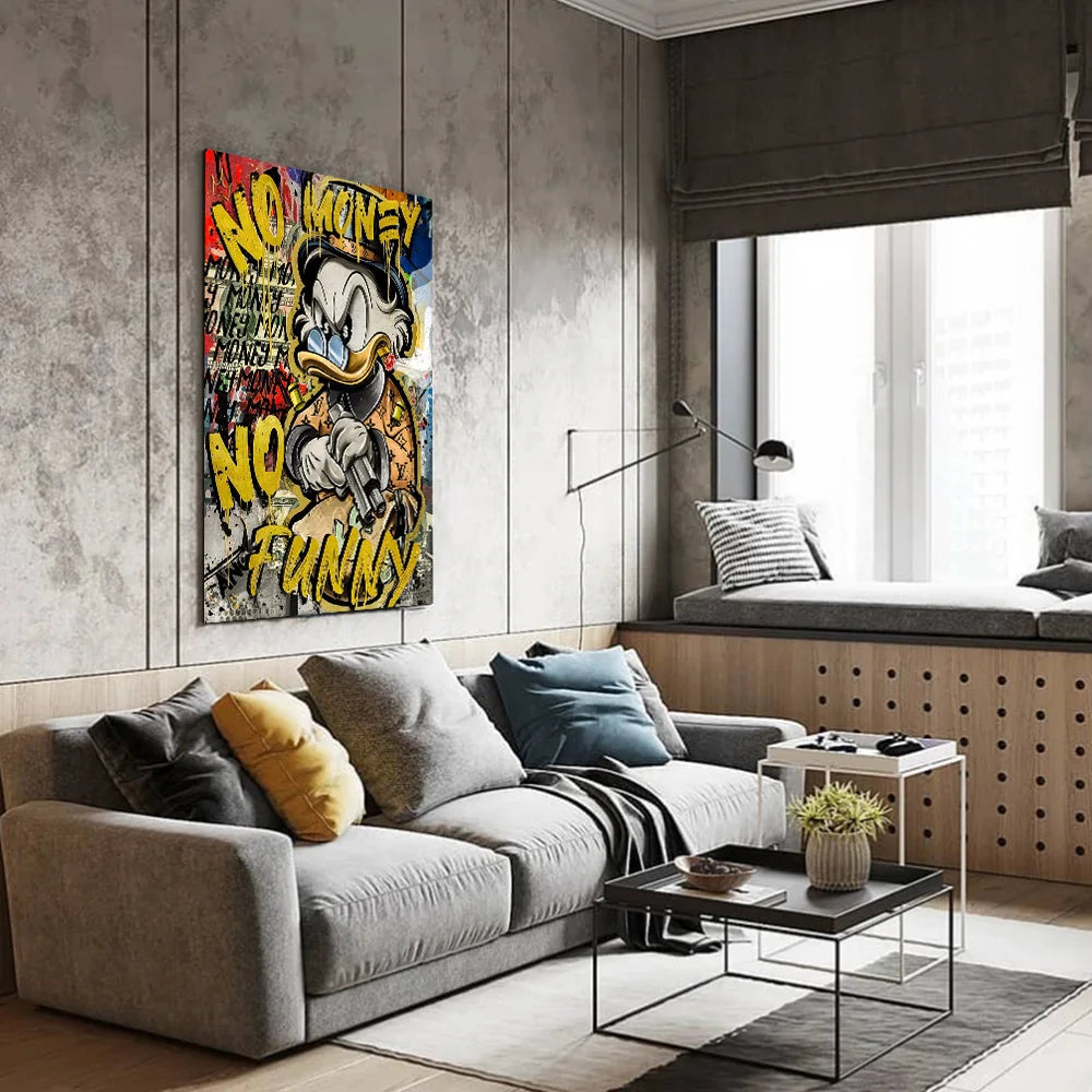 MINISO Disney Marvel Donald Duck Home Living Room Bedroom Art Poster Street Graffiti Children's Room Wall Mural Canvas HD Prints.