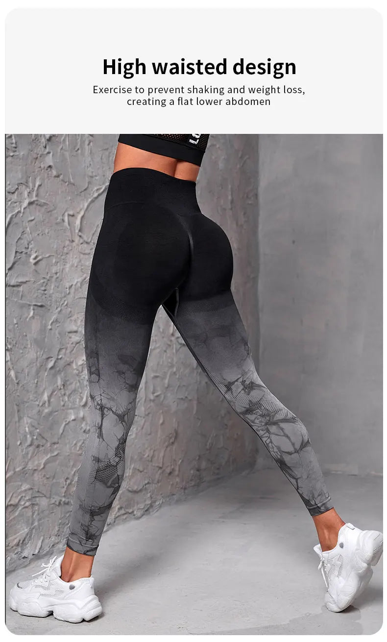 Yoga Pants Women Seamless Leggings Push Up Sports Fitness Joggings High Waist Gym Workout Scrunch Tie Dye Running Leggings.