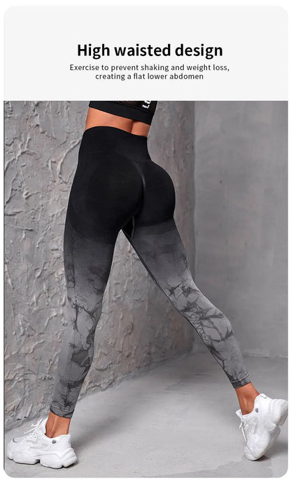 Yoga Pants Women Seamless Leggings Push Up Sports Fitness Joggings High Waist Gym Workout Scrunch Tie Dye Running Leggings.