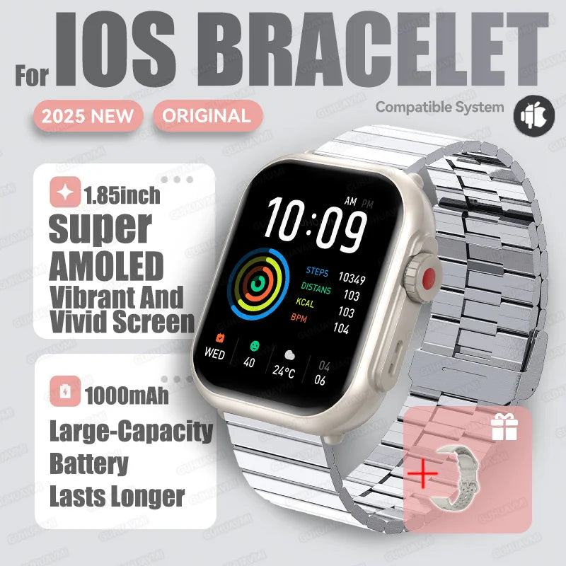 2025 New For Huawei Xiaomi Smart Watch Men Women 1.85-Inch HD AMOLED Full Touch Screen IP68 Waterproof Bluetooth Call SmartWatch