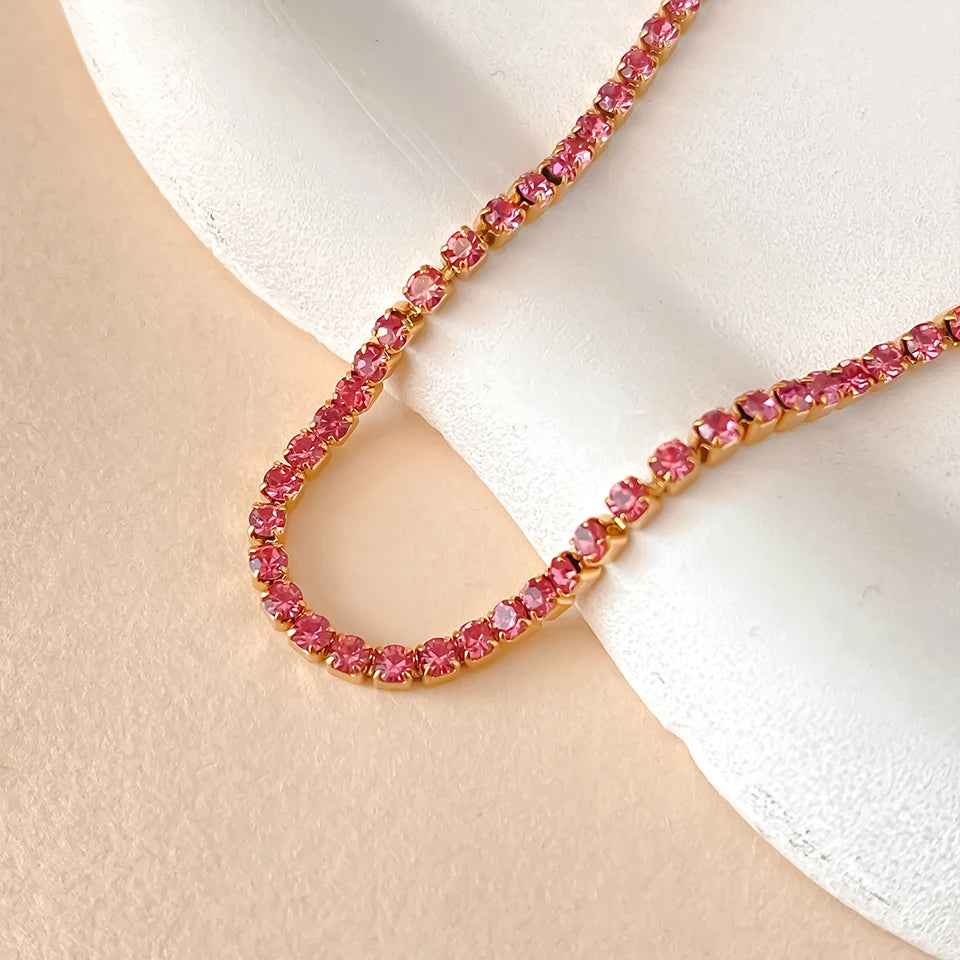 eManco Stainless Steel Gold Plated Sparkling Bracelet High Quality White Zirconia Single Row Simple Accessory For Girls.