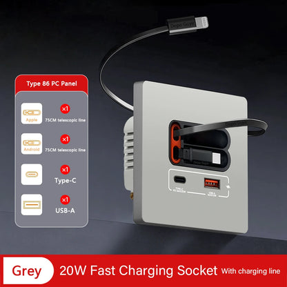 EU Universal 20W USB C Smart Steckdose Panel mit Dual Typ-C Schnellladeanschlüssen Steckdose, Handy-Lade-Typ-C-Buchse.