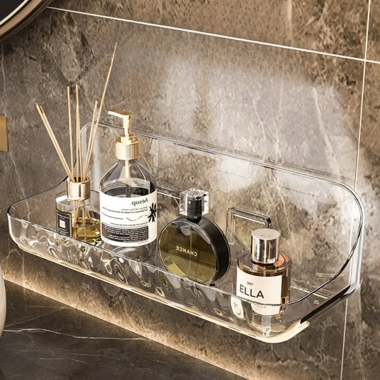 Kein Bohren, Acryl-Badezimmerregal, Wandmontage, Dusch-Organizer für Shampoo, Kosmetik, platzsparendes WC-Aufbewahrungsregal, Eckregal