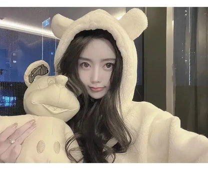 Stylish Pajama Sets for Women Kawaii Girls Autumn Winter Clothing Japan Style Long Sleeve Shorts Young Students Home Casual Soft