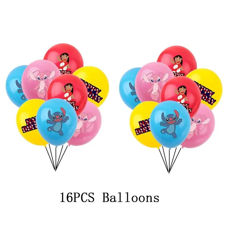 Disney Lilo Stitch Geburtstag Party Dekoration Kinder Stitch Thema Geschirr Set Engel Luftballons Happy Banner Zubehör für Mädchen zugunsten