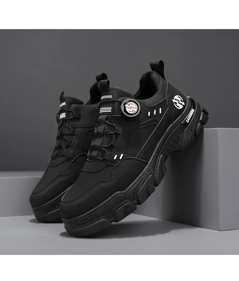 Men Sneakers Spring Autumn New High Top Men Casual Leathers Thick Soled Trendy Wear Resistant Short Boots Platform Sports Shoes