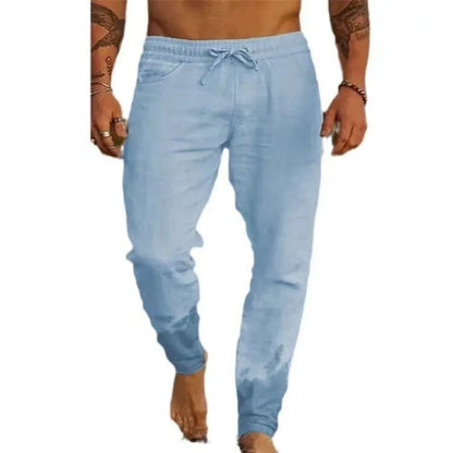 Männer Strand Hosen Jogger Streetwear Baumwolle Leinen Jogginghose Casual Hosen Hawaiian Urlaub Lose Sommer Gerade Hosen Männlich