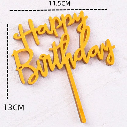 10 Stück Roségold Happy Birthday Kuchendeckel Silber Schwarz Schlichtes Design Acryl Kuchendeckel Babyparty Party Dessert Dekoration.