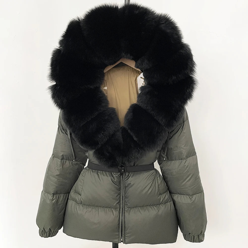 OFTBUY 2025 Winter Kleidung Puffer Jacke Frauen Echt Fox Pelz Mit Kapuze Dicke Warme 90% Weiße Ente Unten Mantel Weibliche Parkas wasserdicht